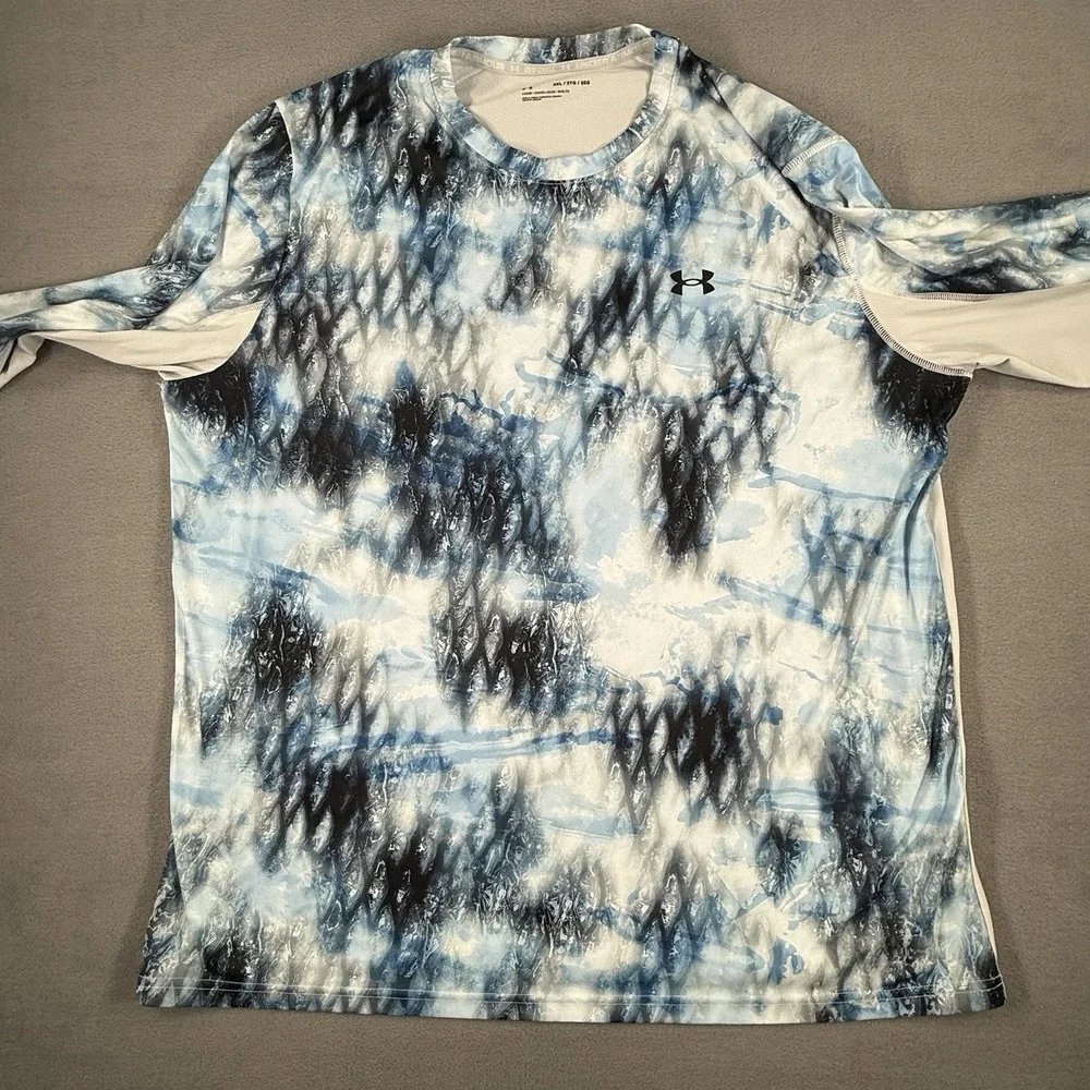 Under Armour Shirt Mens 3XL Iso-Chill Shorebreak Camo Blue Long Sleeve Fishing